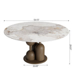 Solenne Dark Walnut Solid Wood Pedestal Round Dining Table With Pandora Glossy Stone Top - image 6