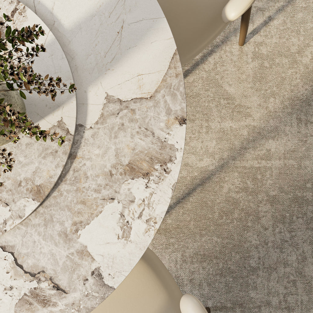 Solenne Dark Walnut Solid Wood Pedestal Round Dining Table With Pandora Glossy Stone Top And Removable Lazy Susan - image 7