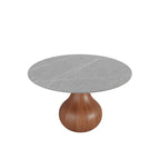 Centria Round Solid Wood Pedestal Dining Table with Grey Stone Top - image 1