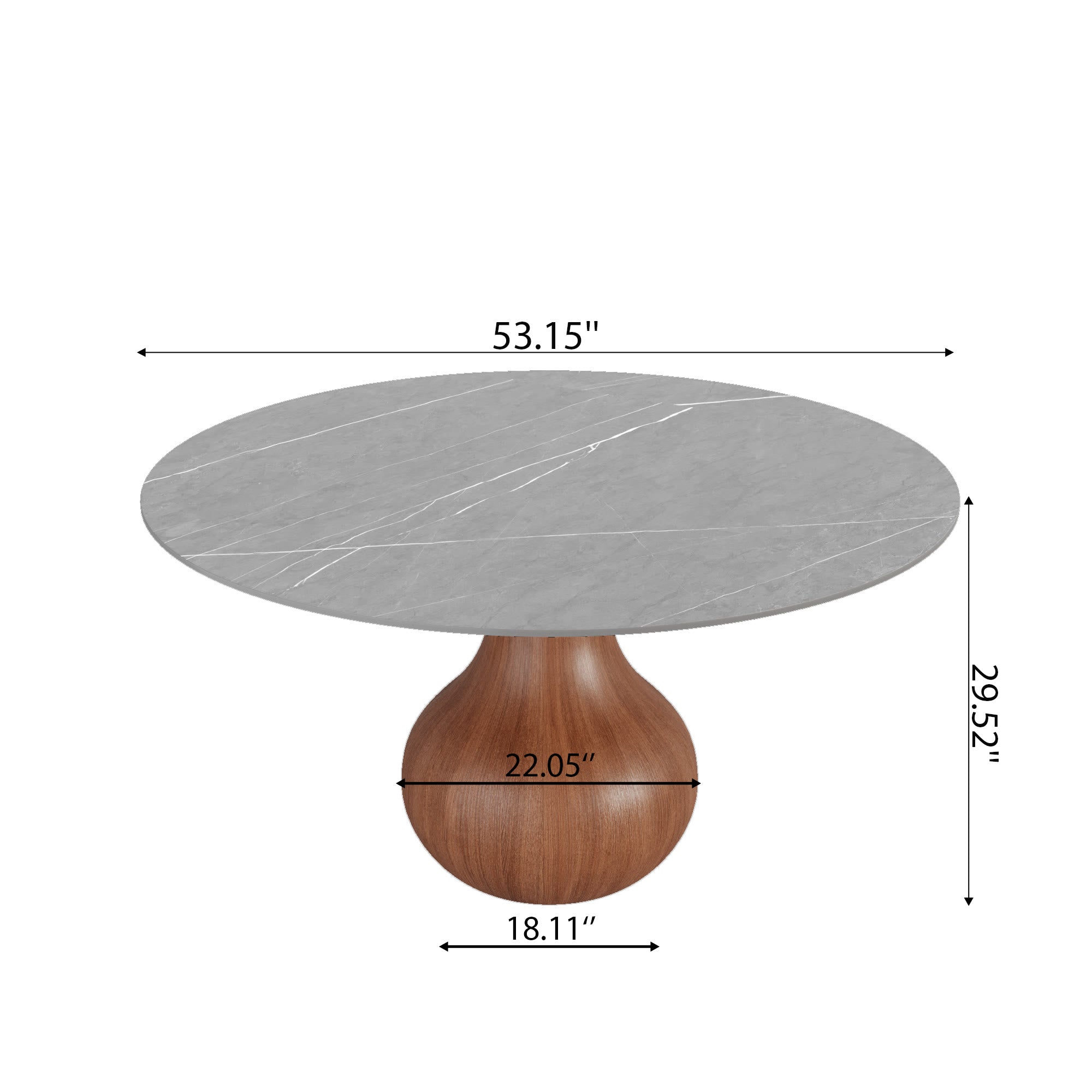 Centria Round Solid Wood Pedestal Dining Table with Armani Grey Stone Top - image 6