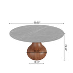 Centria Round Solid Wood Pedestal Dining Table with Grey Stone Top - image 7