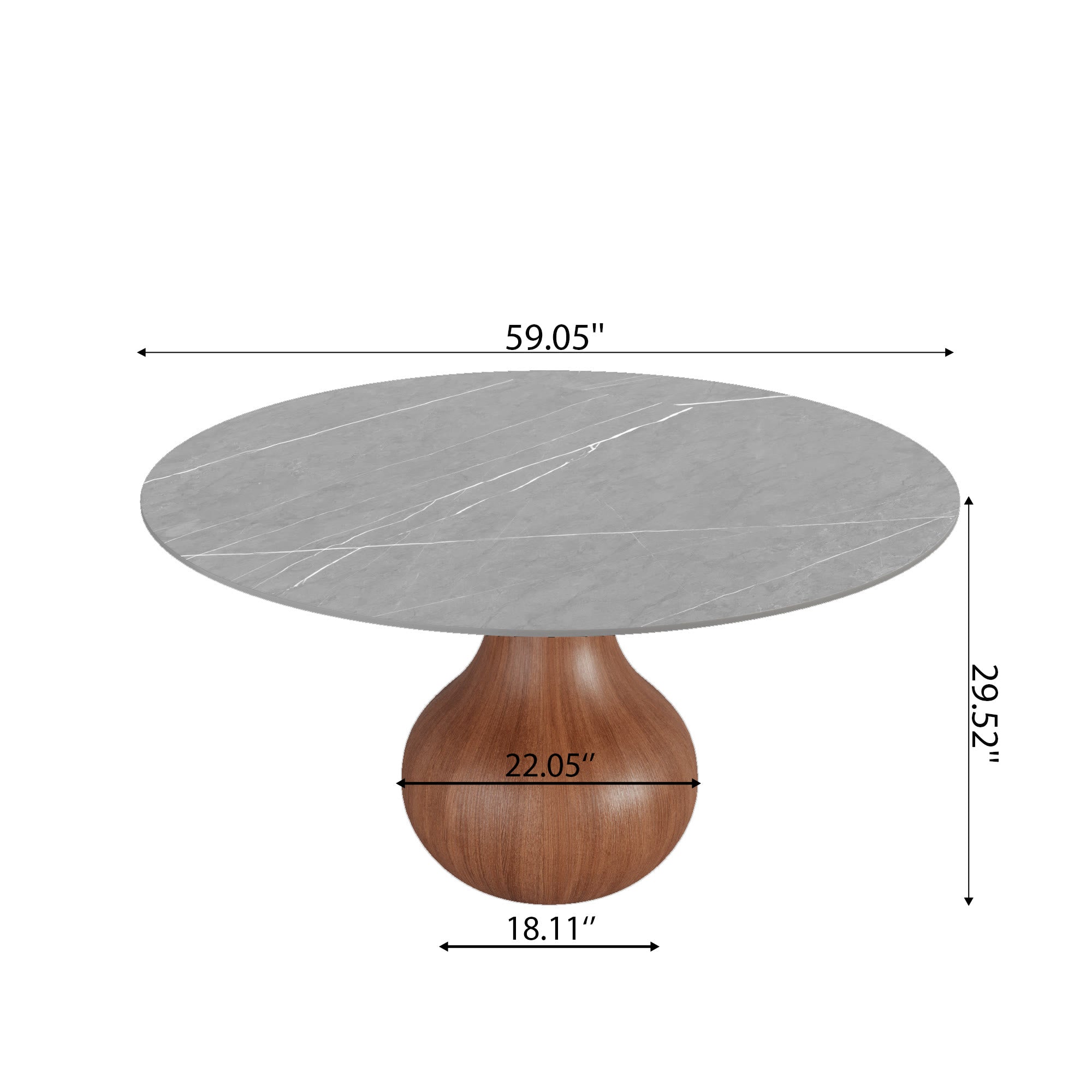 Centria Round Solid Wood Pedestal Dining Table with Grey Stone Top - image 7