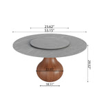 Centria Round Solid Wood Pedestal Dining Table with Grey Stone Top and Removable Lazy Susan - image 6
