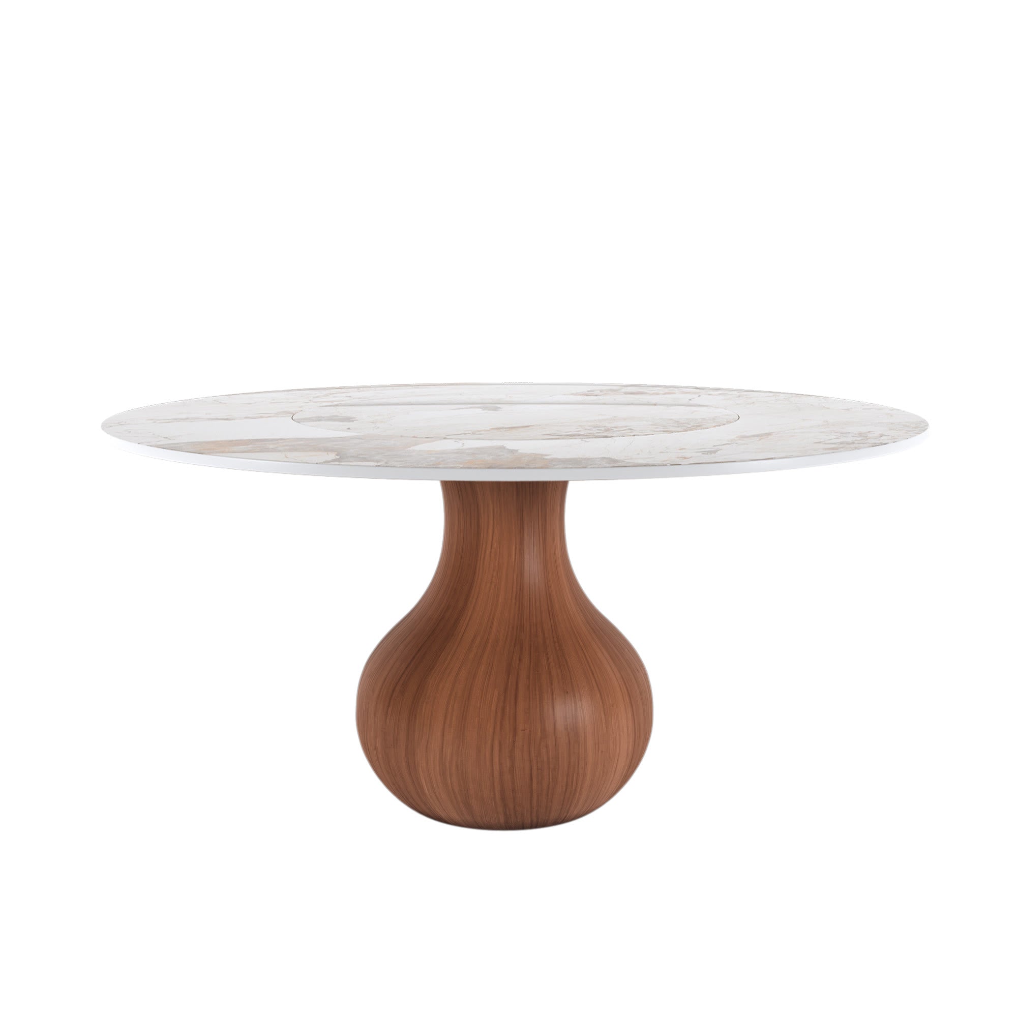 Centria Round Solid Wood Pedestal Dining Table with Pandora Stone Top and Built-In Lazy Susan - image 1