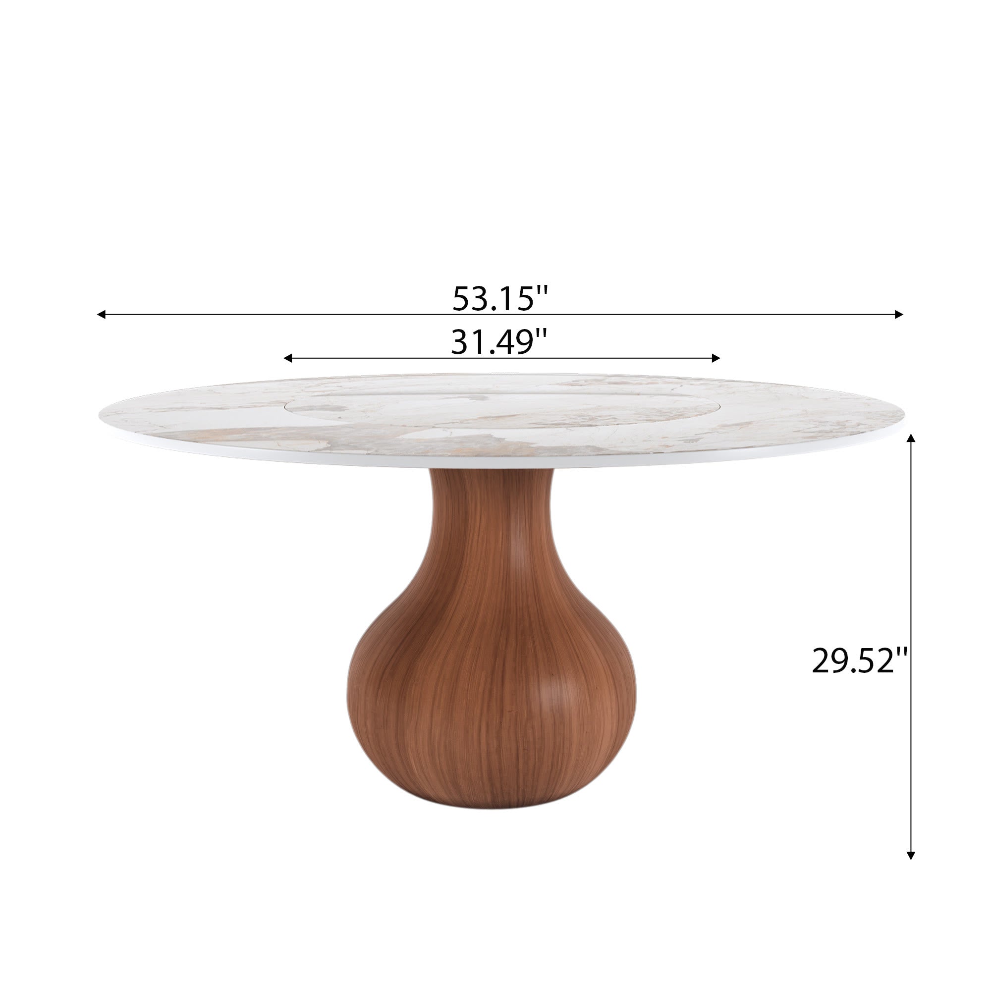 Centria Round Solid Wood Pedestal Dining Table with Pandora Stone Top and Built-In Lazy Susan - image 5