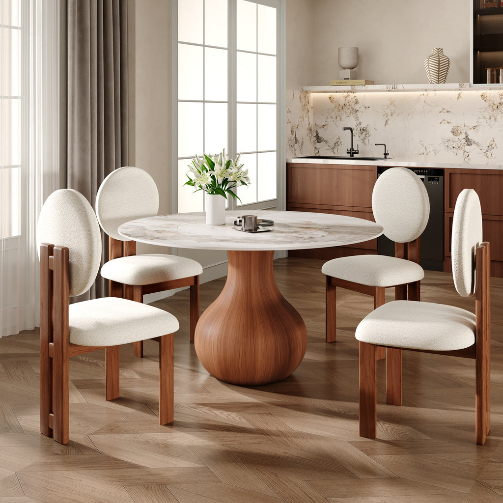 Centria Round Solid Wood Pedestal Dining Table with Pandora Stone Top and Built-In Lazy Susan - image 3