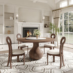 Centria Dark Walnut Round Solid Wood Dining Table with Snow White Stone Lazy Susan - image 3