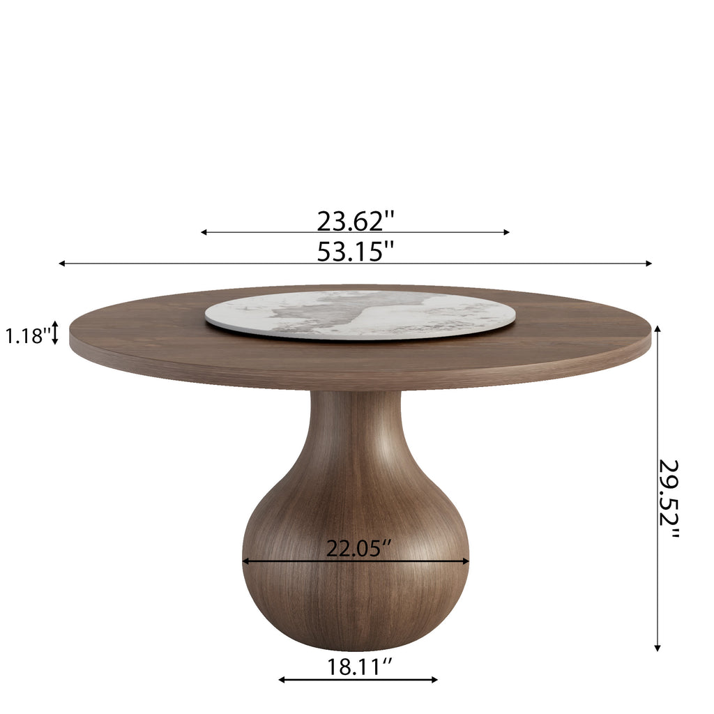 Centria Dark Walnut Round Solid Wood Dining Table with Pandora Stone Lazy Susan - image 6