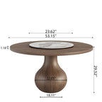 Centria Dark Walnut Round Solid Wood Dining Table with Pandora Stone Lazy Susan - image 6
