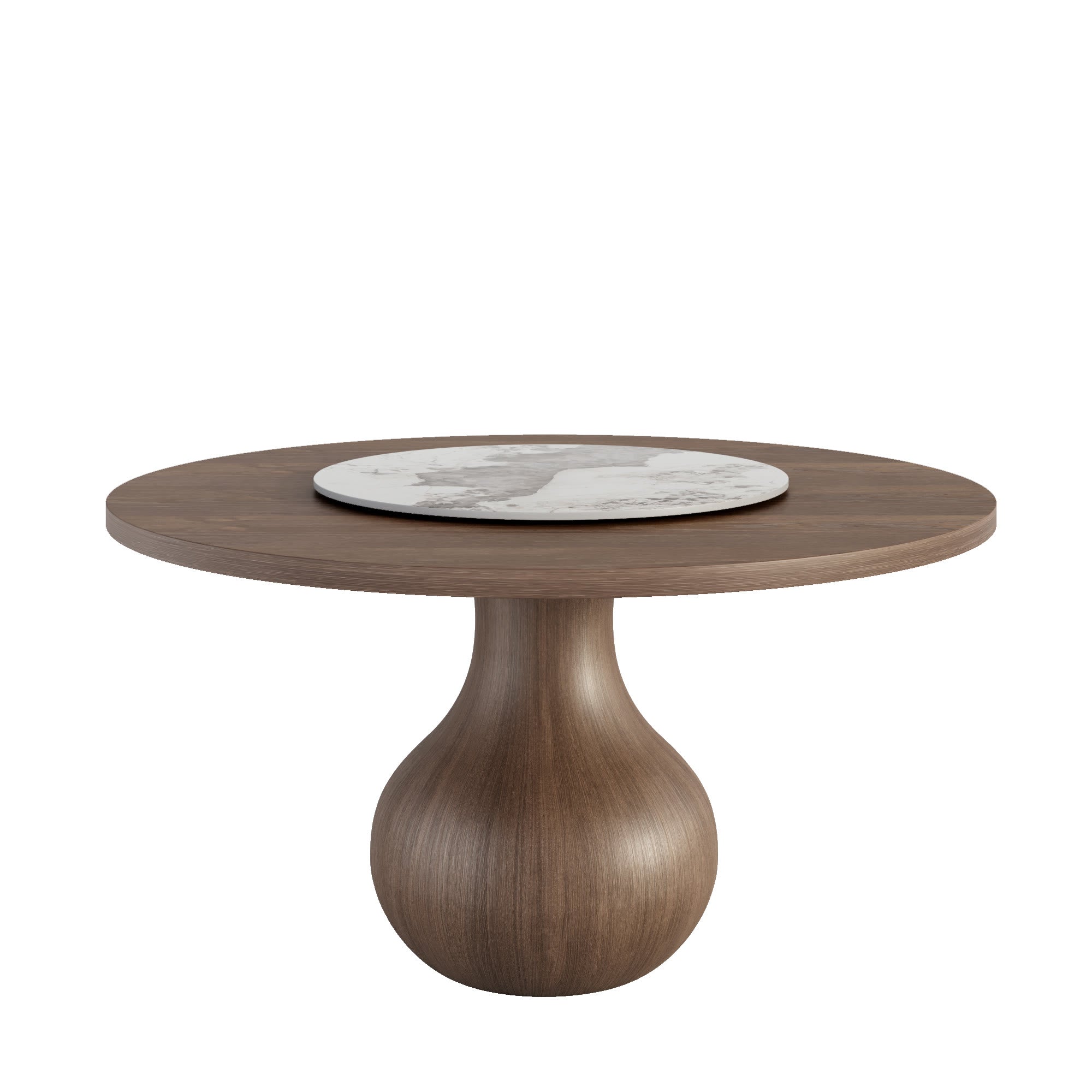 Centria Dark Walnut Round Solid Wood Dining Table with Pandora Stone Lazy Susan - image 1