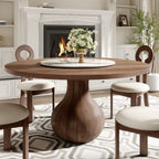 Centria Dark Walnut Round Solid Wood Dining Table with Pandora Stone Lazy Susan - 53.15'' W X 53.15'' D X 29.53'' H - image 0