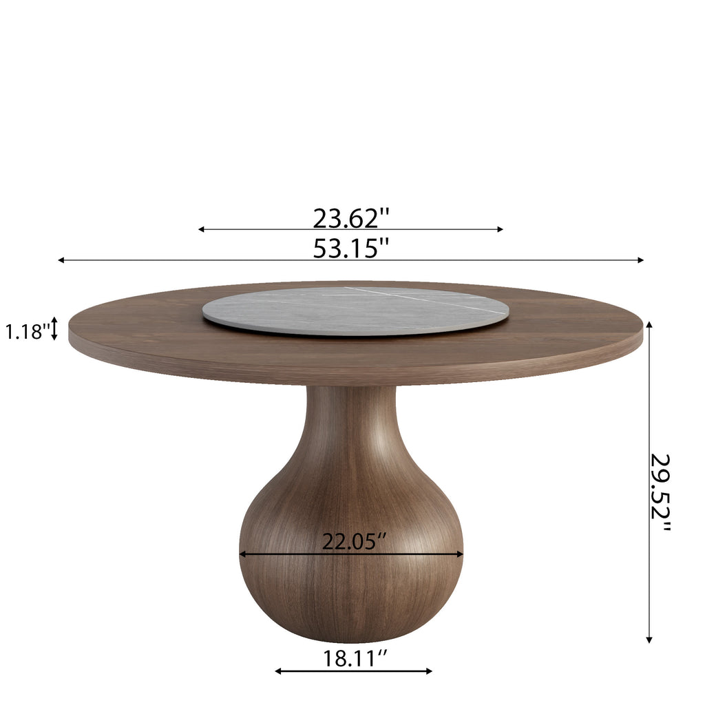 Centria Dark Walnut Round Solid Wood Dining Table with Gray Stone Lazy Susan - image 6