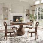 Centria Dark Walnut Round Solid Wood Dining Table with Gray Stone Lazy Susan - image 3