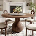 Centria Dark Walnut Round Solid Wood Dining Table with Gray Stone Lazy Susan - 53.15'' W X 53.15'' D X 29.53'' H - image 0