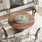 Centria Dark Walnut Round Solid Wood Dining Table with Gray Stone Lazy Susan - image 5