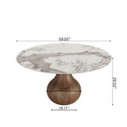 Centria Dark Walnut Round Solid Wood Pedestal Dining Table with Pandora Stone Top - image 7