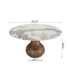 Centria Dark Walnut Round Solid Wood Pedestal Dining Table with Pandora Stone Top - image 6