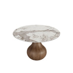 Centria Dark Walnut Round Solid Wood Pedestal Dining Table with Pandora Stone Top - image 1
