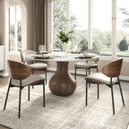Centria Dark Walnut Round Solid Wood Pedestal Dining Table with Snow White Stone Top - image 4