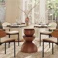 Mira Red Walnut Round Solid Wood Pedestal Dining Table with Pandora Stone Top - 59.05'' W X 59.05'' D X 29.53'' H - image 0