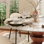 Mira Red Walnut Round Solid Wood Pedestal Dining Table with Pandora Stone Top - image 8