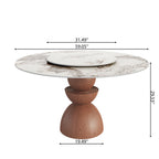 Mira Red Walnut Round Solid Wood Pedestal Dining Table with Pandora Stone Top and Removable Lazy Susan - image 7