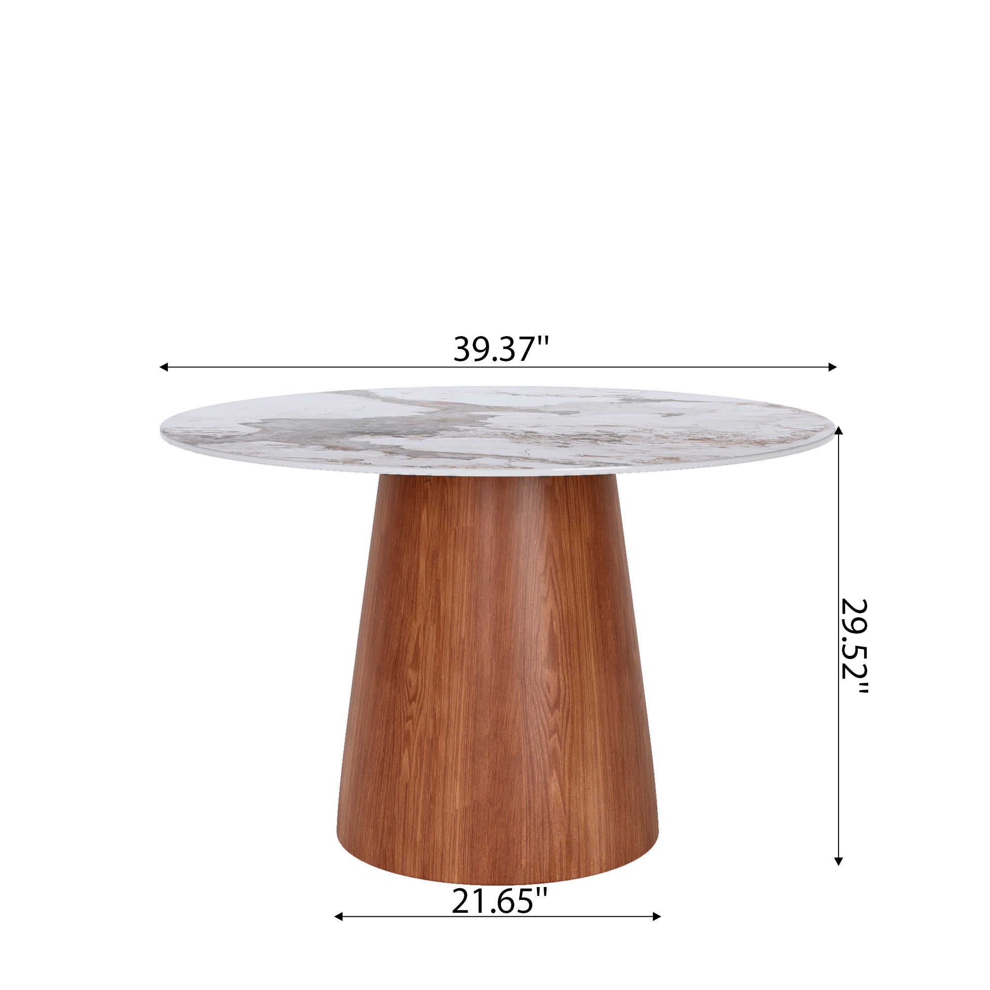 Calen Round Solid Wood Pedestal Dining Table with Pandora Stone Top - image 5