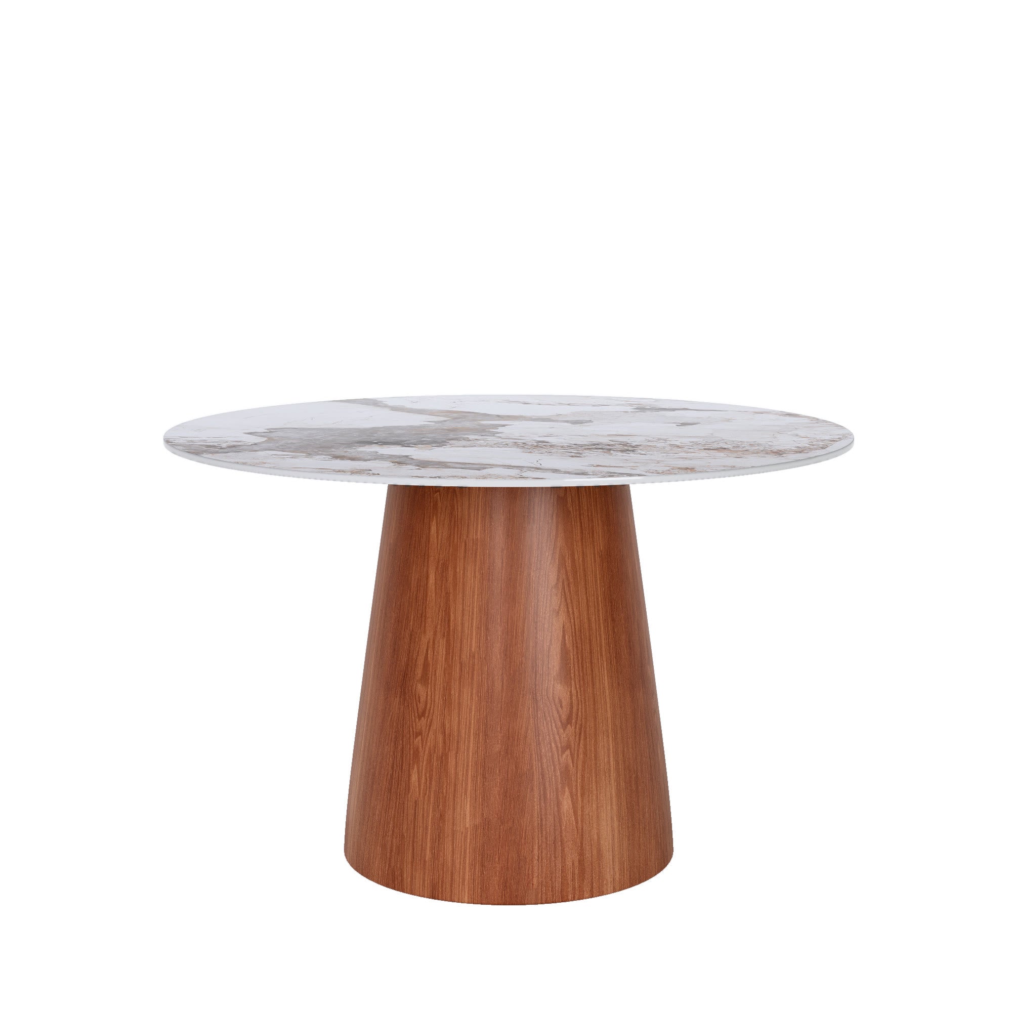 Calen Round Solid Wood Pedestal Dining Table with Pandora Stone Top - image 1