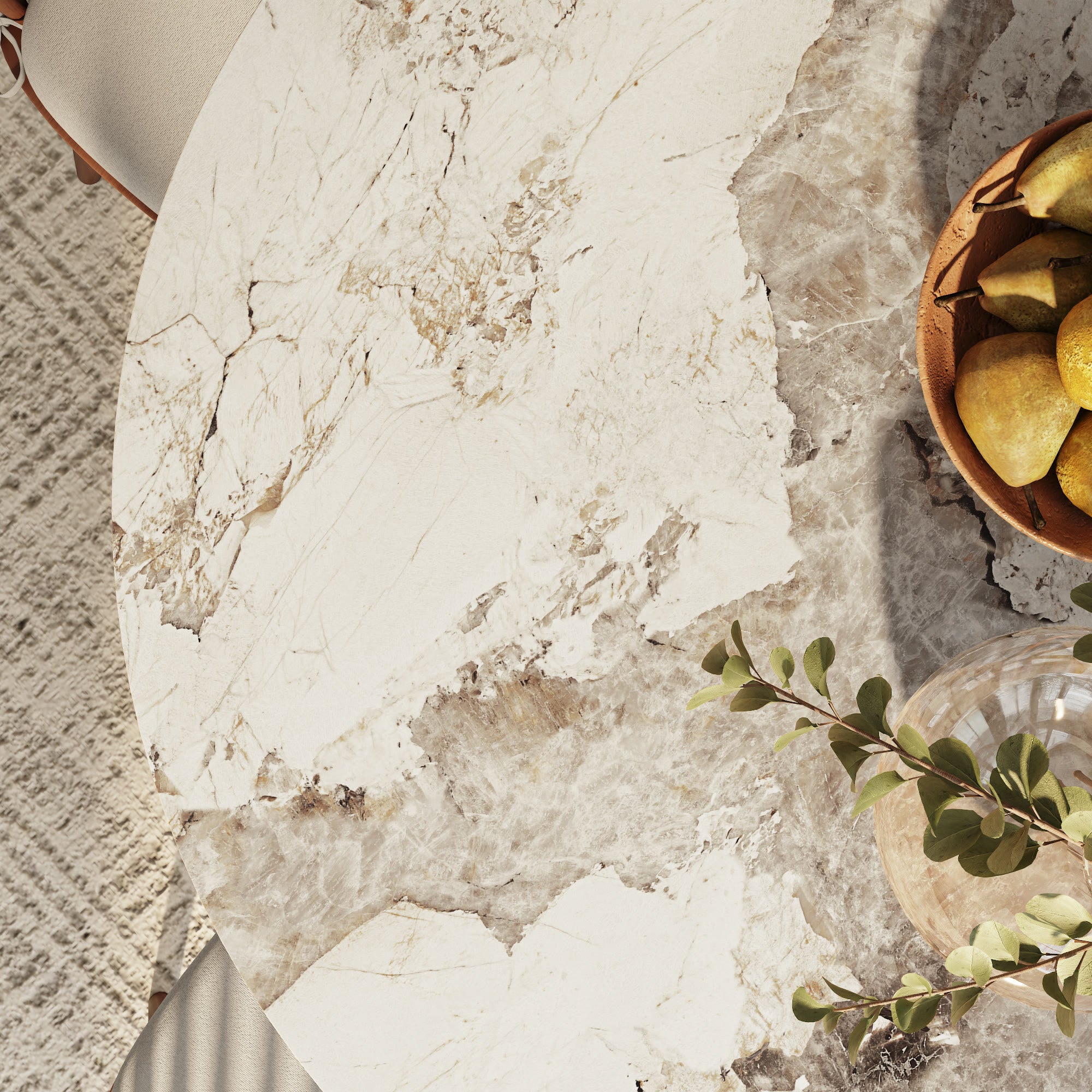 Calen Round Solid Wood Pedestal Dining Table with Pandora Stone Top - image 7