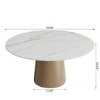 Calen Natural Solid Wood Pedestal Round Dining Table - image 7