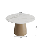 Calen Natural Solid Wood Pedestal Round Dining Table - image 5