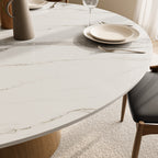 Calen Natural Solid Wood Pedestal Round Dining Table - image 1