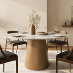 Calen Natural Solid Wood Pedestal Round Dining Table - Snowy White - without Lazy Susan - 59" Table - image 0