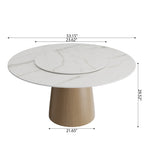 Calen Natural Solid Wood Pedestal Round Dining Table With Lazy Susan - image 5