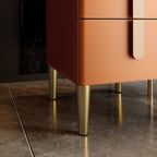 Leather-Wrapped Nightstand in Saddle Leather with stone top - image 6