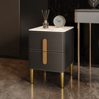Leather-Wrapped Nightstand in Saddle Leather with stone top - image 13