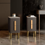 Leather-Wrapped Nightstand in Saddle Leather with stone top - image 16