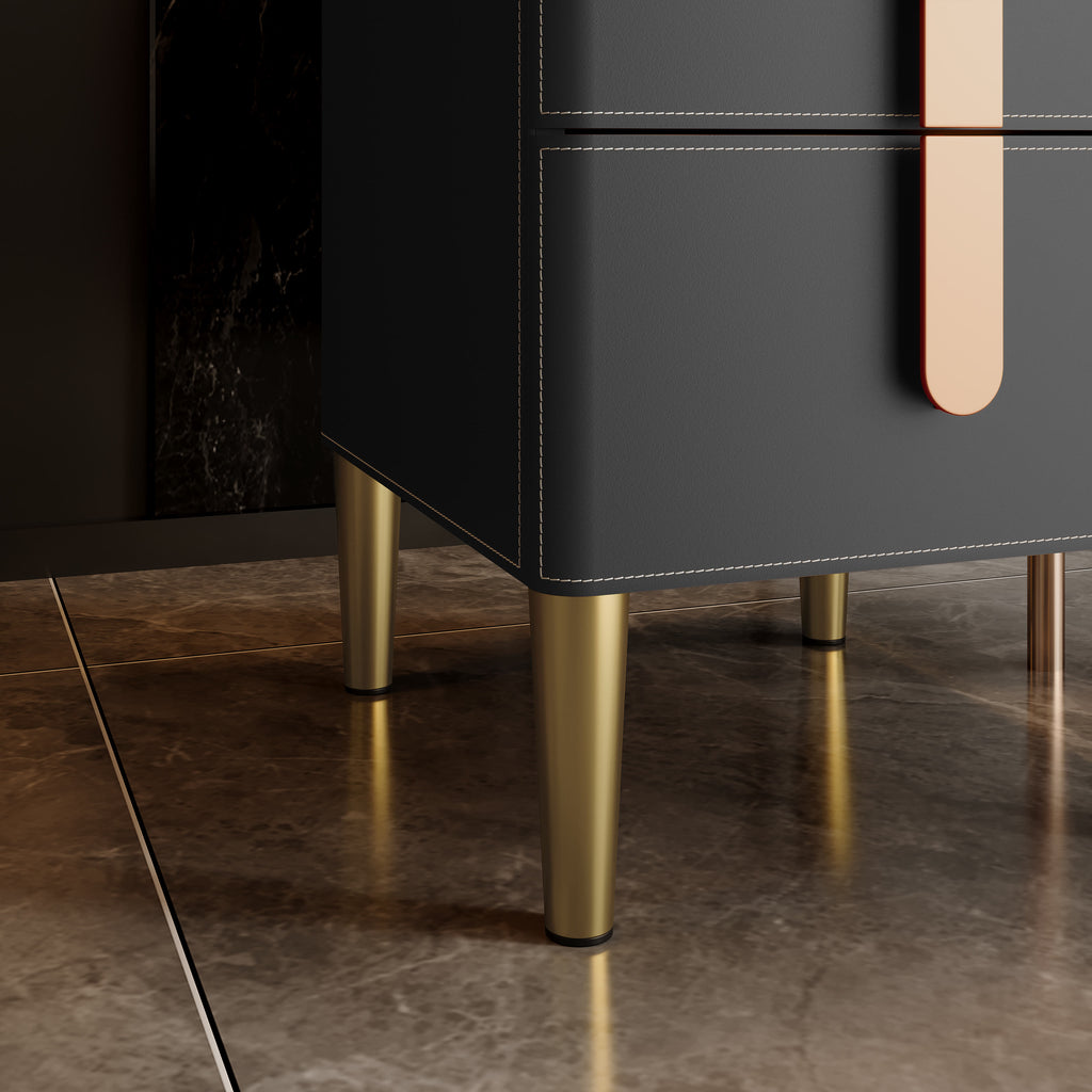 Leather-Wrapped Nightstand in Saddle Leather with stone top - image 12