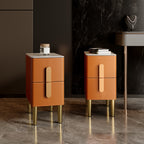 Leather-Wrapped Nightstand in Saddle Leather with stone top - image 10