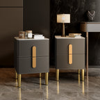 Leather-Wrapped Nightstand in Saddle Leather with stone top - image 15