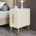 Leather-Wrapped Nightstand in Saddle Leather with stone top - 2x Beige - W9.84" x D15.75" x H19.69" - image 18