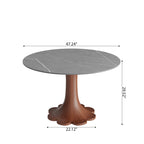 Liora Walnut Round Solid Wood Pedestal Dining Table with Gray Stone Top - image 5