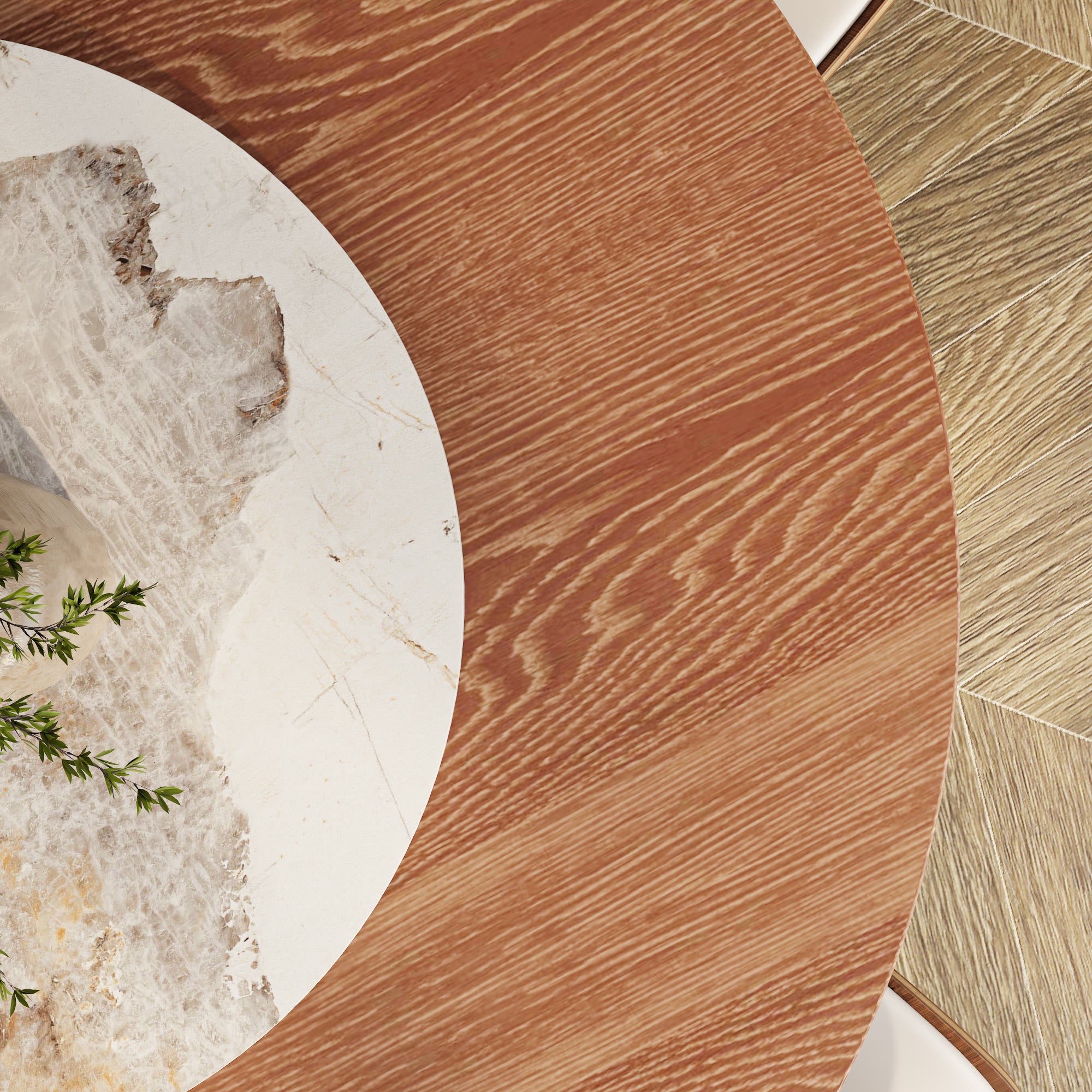 Liora Walnut Round Solid Wood Pedestal Dining Table with Solid Wood Top and Pandora Stone Removable Lazy Susan - image 7