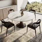 Liora Dark Walnut Round Solid Wood Pedestal Dining Table  - image 4