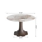 Liora Dark Walnut Round Solid Wood Pedestal Dining Table with Pandora Stone Top - image 5