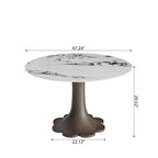 Liora Dark Walnut Solid Wood Pedestal Round Dining Table with Black Vein Stone Top - image 5