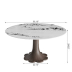 Liora Dark Walnut Solid Wood Pedestal Round Dining Table with Black Vein Stone Top - image 6