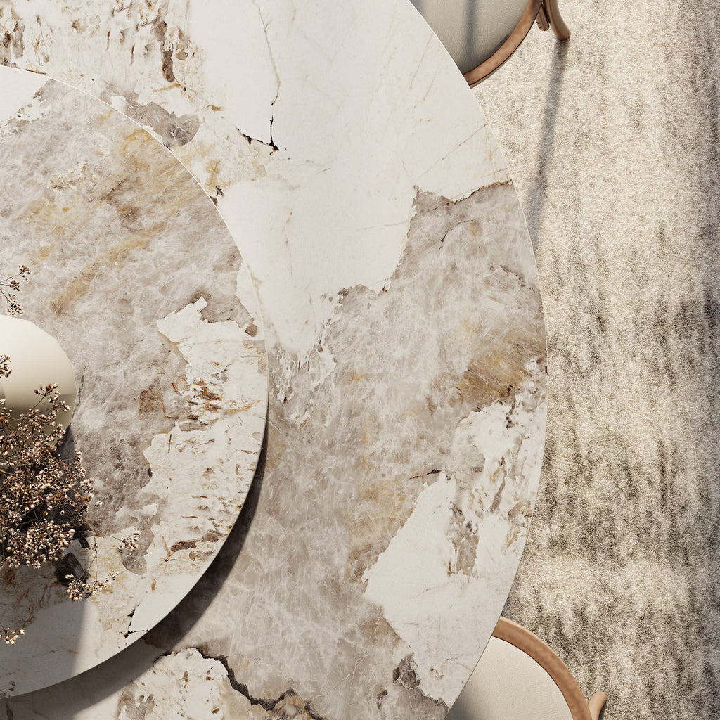 Liora Dark Walnut Round Solid Wood Pedestal Dining Table with Pandora Stone Top and Matching Removable Lazy Susan - image 7