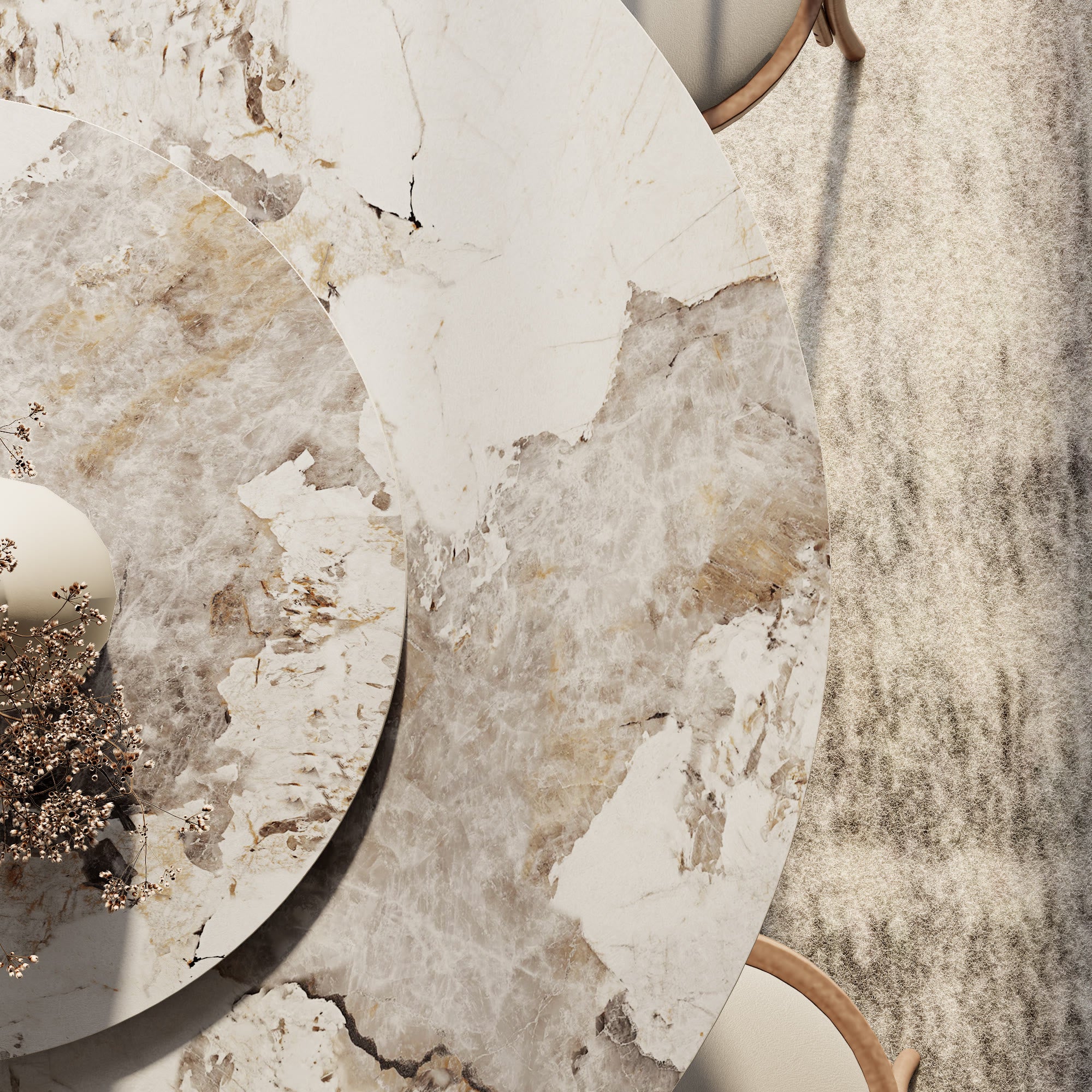 Liora Dark Walnut Round Solid Wood Pedestal Dining Table with Pandora Stone Top and Matching Removable Lazy Susan - image 7