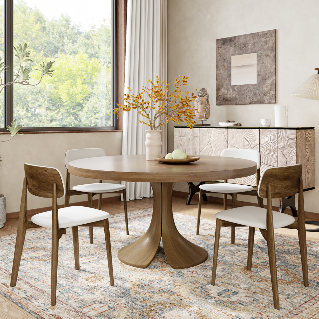 Calyx Dark Walnut Round Solid Wood Pedestal Dining Table with Solid Wood Top - image 4